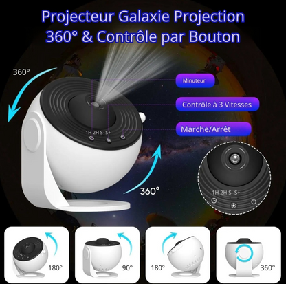 Projecteur Étoiles Enfant – Veilleuse Galaxy LED avec Minuterie et Rotation 360° pour Chambre