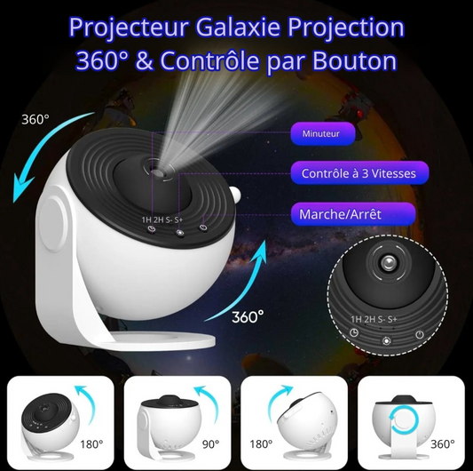 Projecteur Étoiles Enfant – Veilleuse Galaxy LED avec Minuterie et Rotation 360° pour Chambre